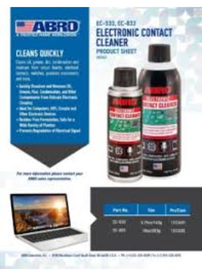 Abro EC-833 Electronic Contact Cleaner Spray 283g – Fast Dry, Residue Free - Image 2